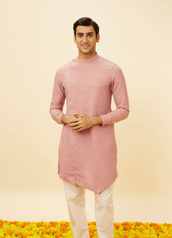 Quartz Pink Angrakha Kurta Set image number 0